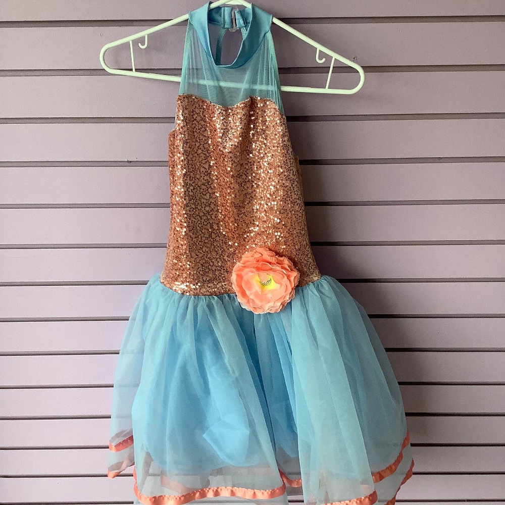 Weissman dance costume dress and hair piece. children’s size large